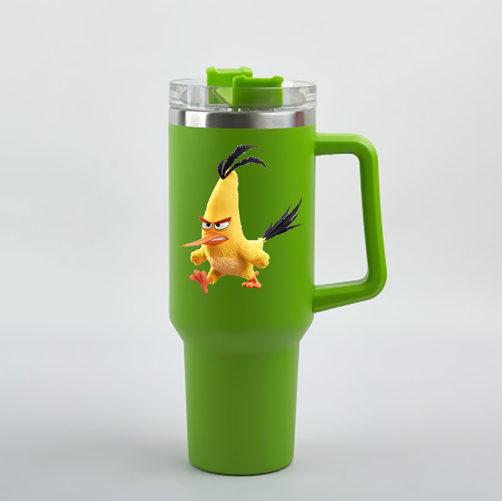 （画像用） Angry Birds アングリーバード 1200mL車用タンブラー - クリスタルステッカー（プラスチックストロー付き）